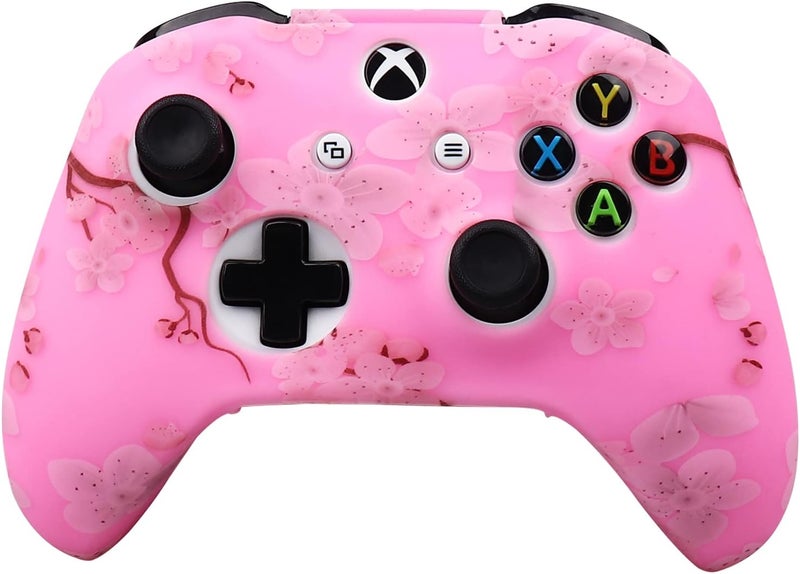 RALAN Cherry Blossoms Skin , Sakura Silicone Controller Cover Skin Protector Compatible for Xbox Ones Controller (Pink Pro Thumb Grip x 2 ,Pink Cat Grips x 2 ,Skull Cap x 2). - Image 2